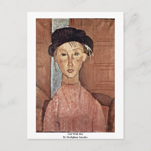 Carte Postale Fille Avec Casquette Par Modigliani Amedeo (Devant)