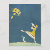 Carte Postale Fille avec cerf-volant et chien (1917) (Devant)