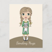 Carte Postale Fille avec chat envoyant des câlins (Devant)