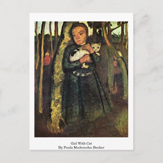 Carte Postale Fille Avec Chat Par Paula Modersohn-Becker (Devant)