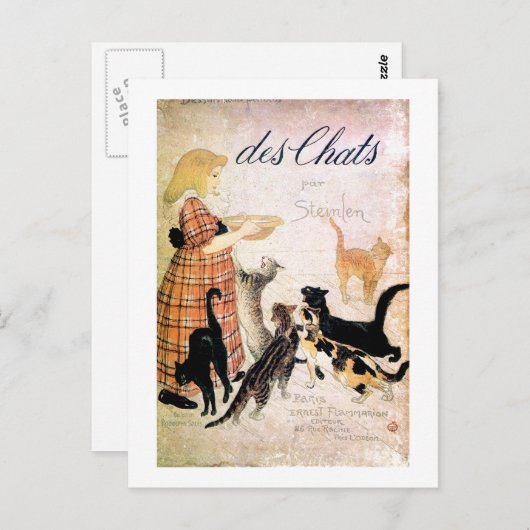 Carte Postale Fille avec chats, Alexandre Steinlen (Devant / Derrière)
