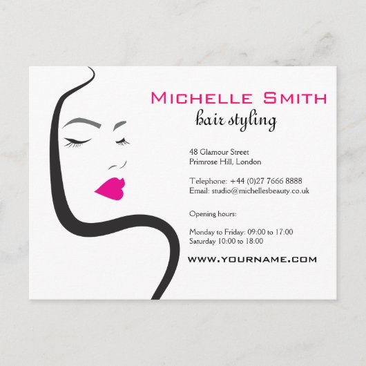 Carte Postale Fille avec cheveux ondulés Coiffure icône de marqu (Devant)