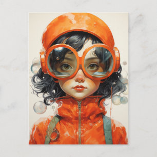 Carte Postale Fille avec de grandes lunettes