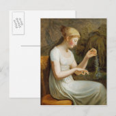 Carte Postale Fille avec des fleurs (Devant / Derrière)