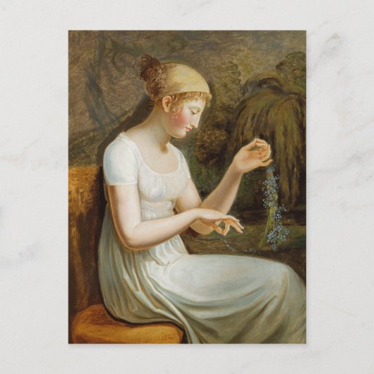 Carte Postale Fille avec des fleurs (Devant)