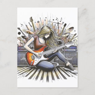 Carte Postale Fille avec des vibes musicales