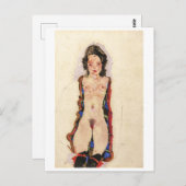 Carte Postale Fille avec Garters rouges | Egon Schiele | (Devant / Derrière)