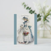 Carte Postale Fille avec la ceinture bleue et Bonnet Salutation  (Debout devant)
