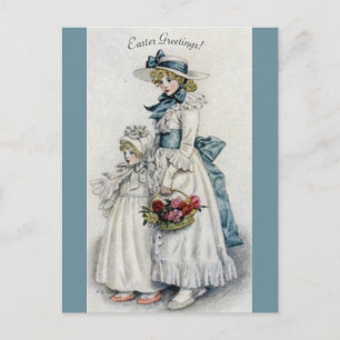 Carte Postale Fille avec la ceinture bleue et Bonnet Salutation 