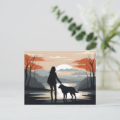 Carte Postale Fille avec le chien (Debout devant)