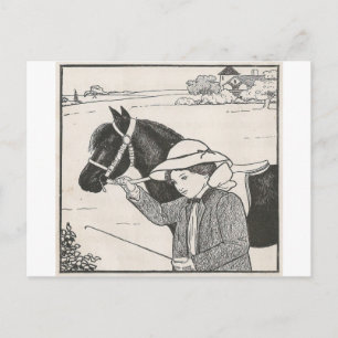 Carte Postale Fille avec le poney