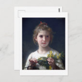 Carte Postale Fille avec Mimosa, Bouguereau (Devant / Derrière)
