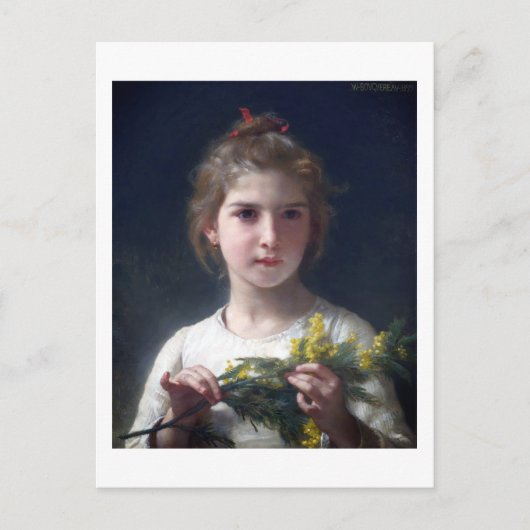 Carte Postale Fille avec Mimosa, Bouguereau (Devant)