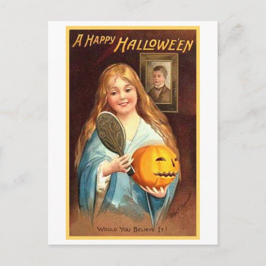 Carte Postale Fille avec miroir et Citrouille (Devant)