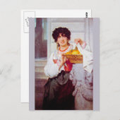 Carte Postale Fille avec panier d'oranges et de citrons par lave (Devant / Derrière)