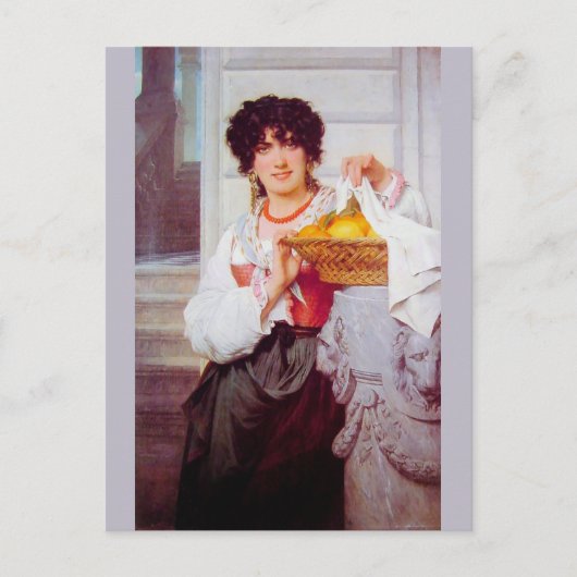 Carte Postale Fille avec panier d'oranges et de citrons par lave (Devant)