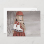 Carte Postale Fille avec patins à glace (Devant / Derrière)