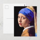 Carte Postale Fille avec Perle oreille (Devant / Derrière)