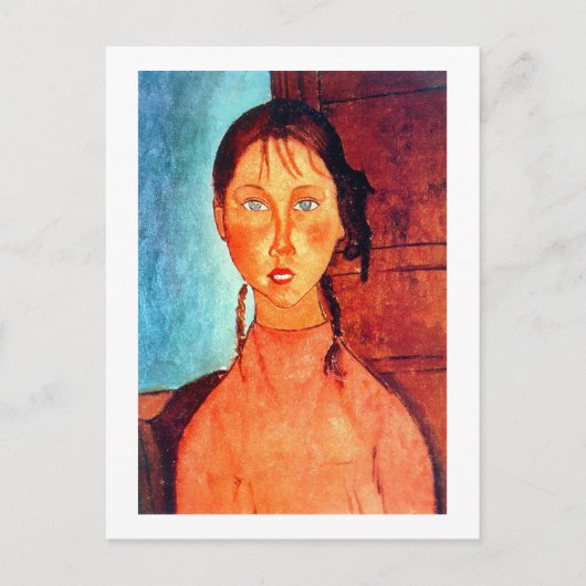 Carte Postale Fille avec Pigtails, Modigliani (Devant)