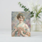 Carte Postale Fille avec roses par Emile Vernon (Debout devant)