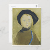 Carte Postale Fille avec ruban bleu, Helene Schjerfbeck (Devant / Derrière)