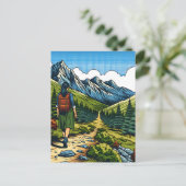 Carte Postale Fille avec sac à dos Randonnée a Nature Trail (Debout devant)