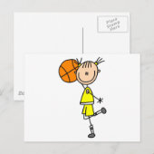 Carte Postale Fille avec T-shirts et cadeaux de basket (Devant / Derrière)