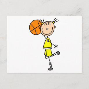 Carte Postale Fille avec T-shirts et cadeaux de basket