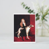 Carte Postale Fille avec un Greyhound (Debout devant)