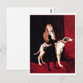 Carte Postale Fille avec un Greyhound (Devant / Derrière)