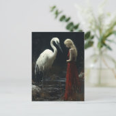 Carte Postale Fille avec un oiseau blanc géant (Debout devant)