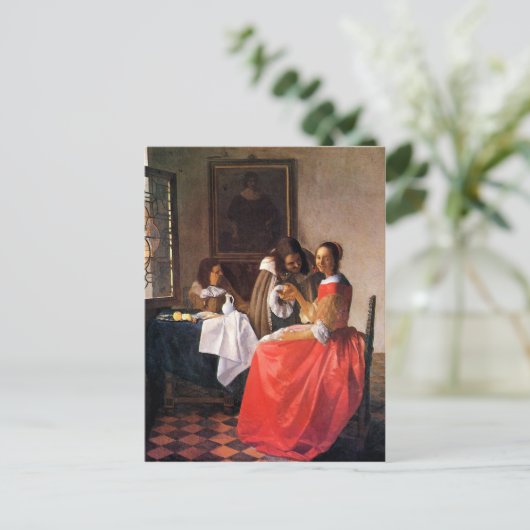 Carte Postale Fille avec un verre de vin de Johannes Vermeer (Debout devant)