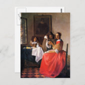 Carte Postale Fille avec un verre de vin de Johannes Vermeer (Devant / Derrière)