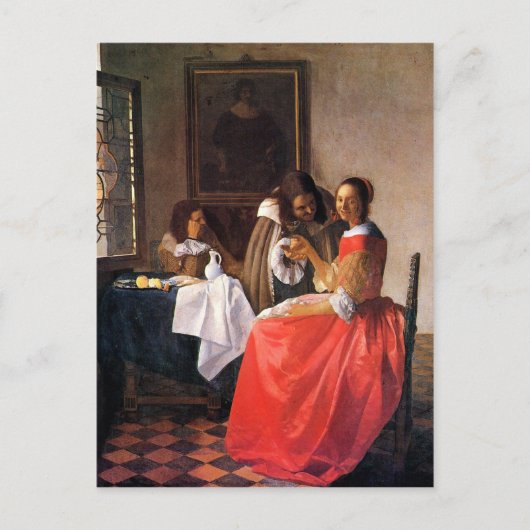 Carte Postale Fille avec un verre de vin de Johannes Vermeer (Devant)