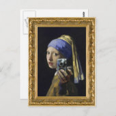 Carte Postale Fille avec une oreille perle - auto-tourné (Devant / Derrière)