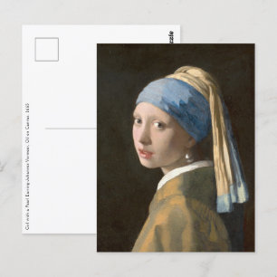 Carte Postale Fille avec une perle d'oreille-Johannes Vermeer Ar
