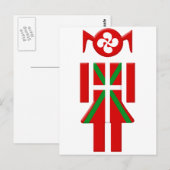 Carte Postale Fille Basque drapeau Euskadi Bayonne (Devant / Derrière)