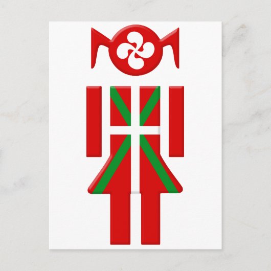 Carte Postale Fille Basque drapeau Euskadi Bayonne (Devant)