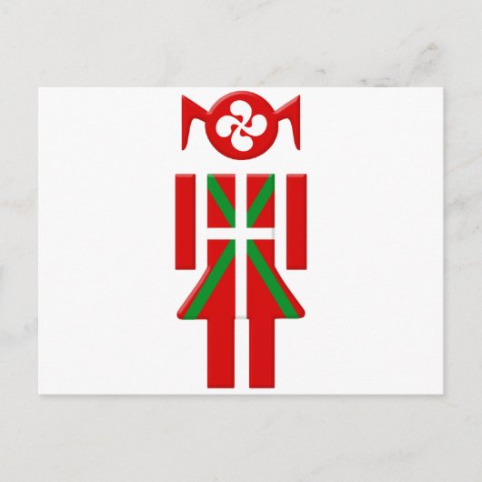 Carte Postale Fille Basque drapeau Euskadi Bayonne (Devant)
