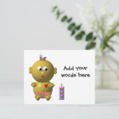 CARTE POSTALE FILLE BÉBÉ AVEC 1 BOUTEILLE (Debout devant)