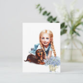 Carte Postale Fille blonde avec chiot Dachshund (Debout devant)