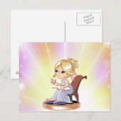 Carte postale fille blonde mignonne (Devant / Derrière)