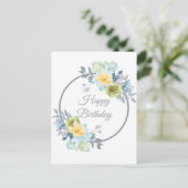 Carte Postale Fille Blue Floral Wreath Anniversaire (Debout devant)