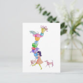 Carte postale fille cadeaux (Debout devant)