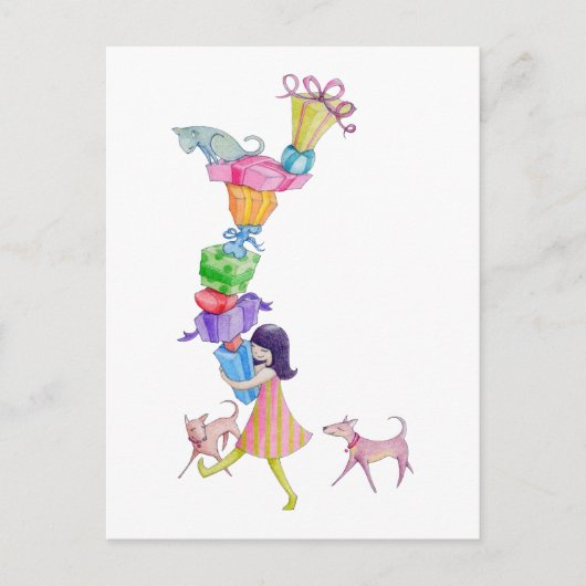 Carte postale fille cadeaux (Devant)