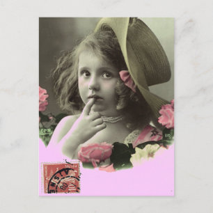 Carte postale fille Casquette disquette