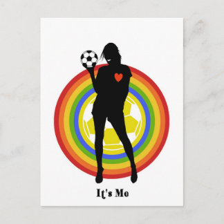 Carte Postale fille, c'est moi, footballeur et grands fans