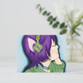 Carte Postale Fille Chat Flambée Violette Avec Casque (Debout devant)