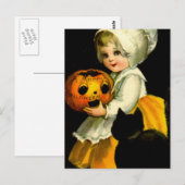 Carte Postale Fille & Chat Noir (Devant / Derrière)
