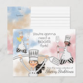 Carte Postale Fille chef fourche cuisine cuisson livre de recett (Devant / Derrière)